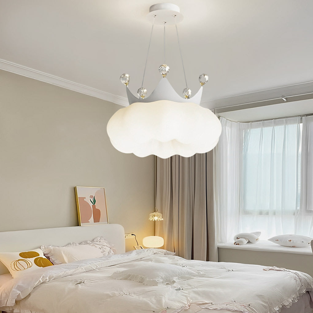 Modern Cloud Crown Chandelier with Dimmable LED - Gold & White