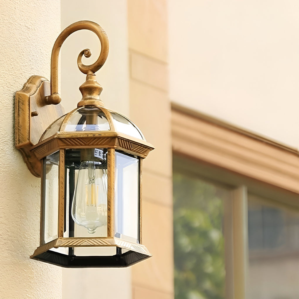 Vintage Industrial Outdoor Wall Sconce with Double Glass Shade