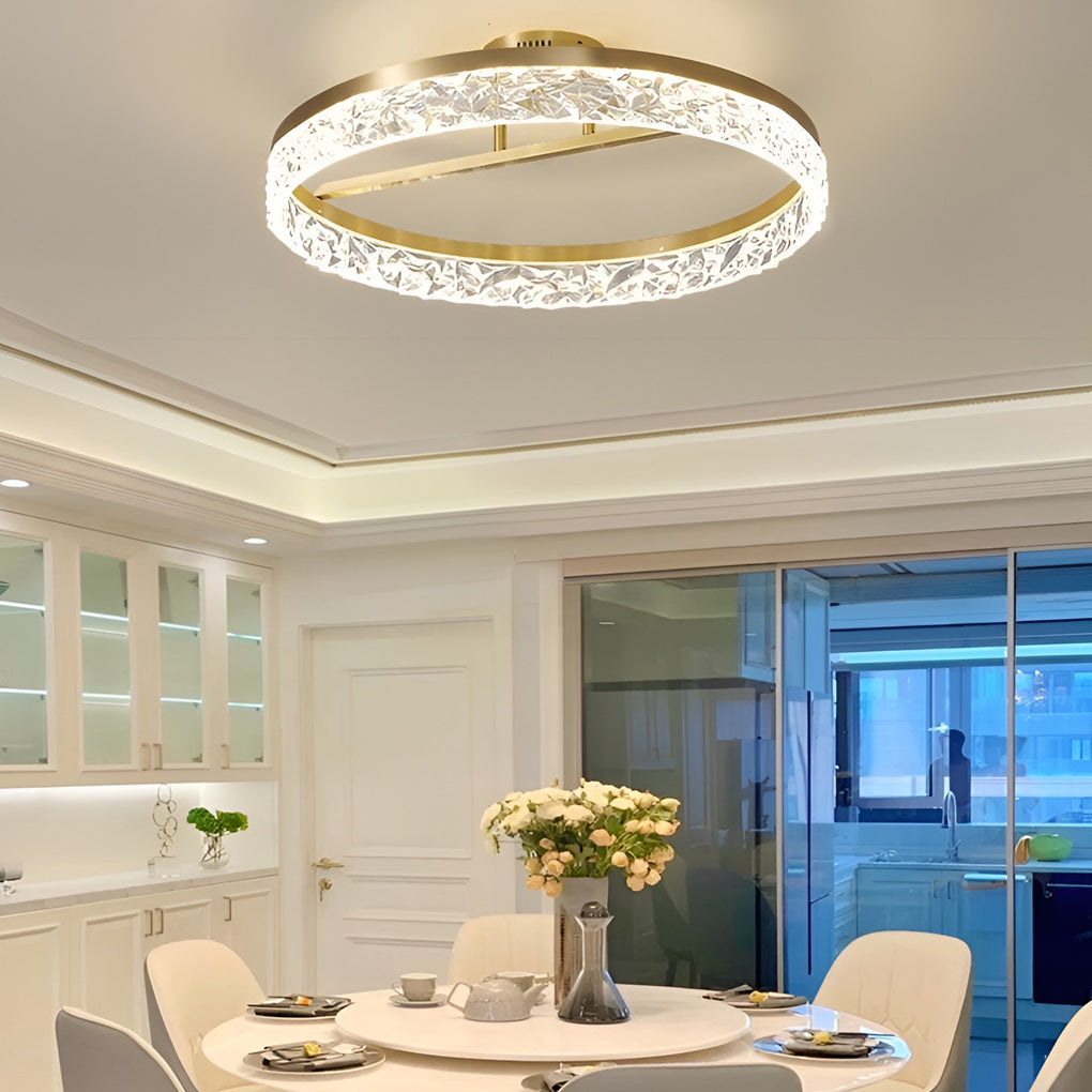 Modern Round Gold Ceiling Light 60W LED Flush Mount Acrylic Lamp