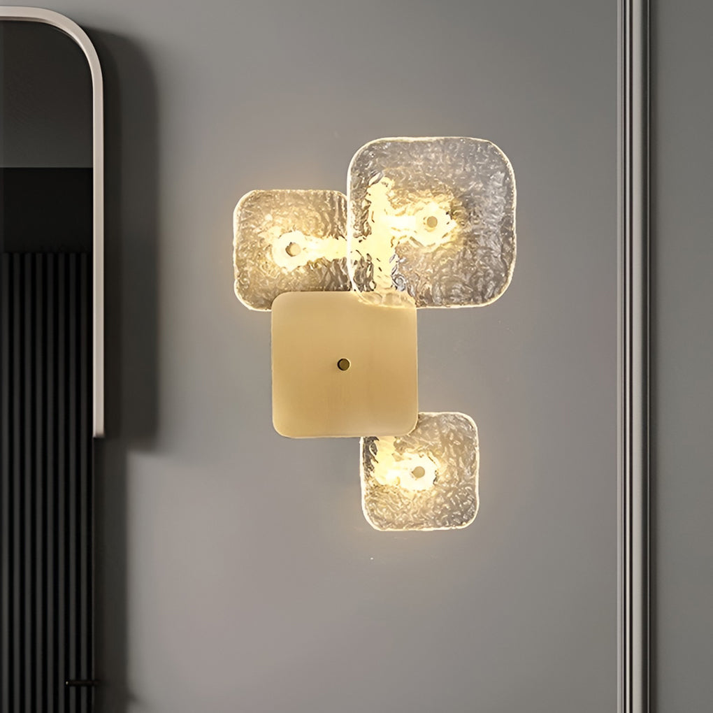 Modern Rounded Square Glass Copper LED Wall Sconce