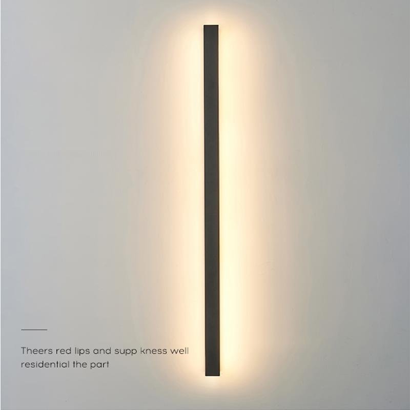 Waterproof Linear LED Outdoor Wall Light Black Metal Porch Lamp