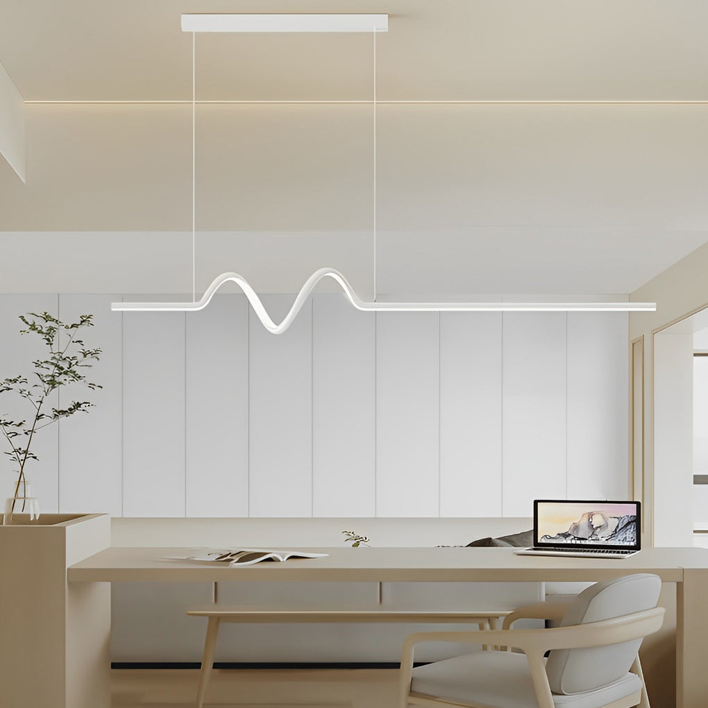 Modern Wavy LED Pendant Light with Stepless Dimming & Remote
