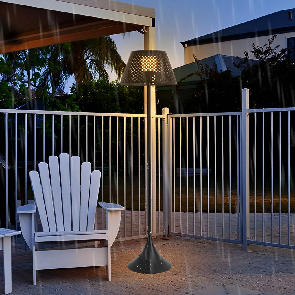 Modern Mesh Solar Outdoor Floor Lamp - Stainless Steel