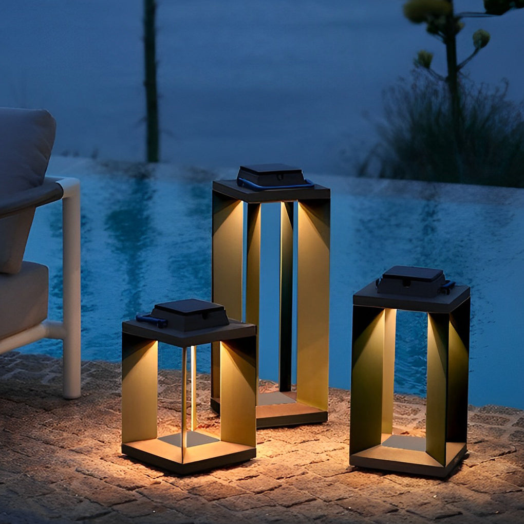 Modern Black Solar Outdoor Floor Lamp with LED - Waterproof