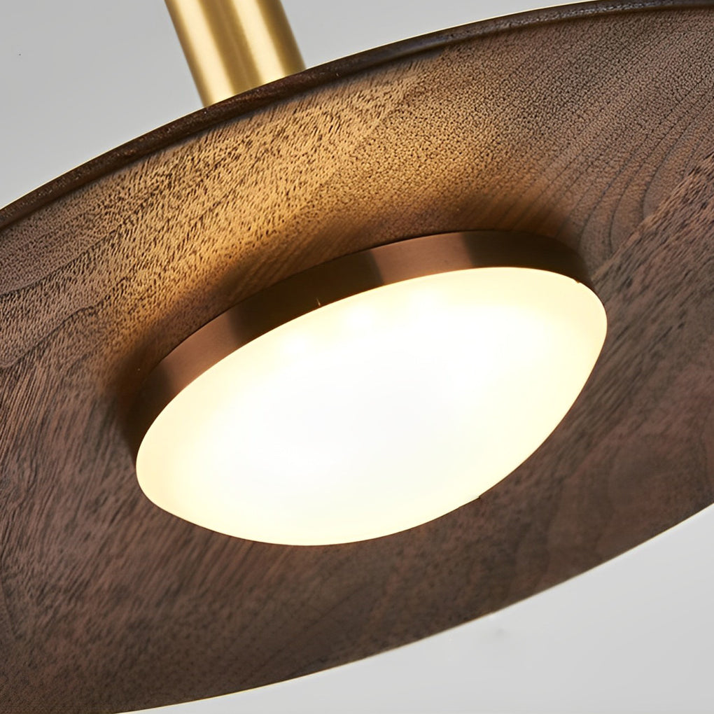 Flying Saucer Walnut Wood LED Pendant Light Modern Minimalist