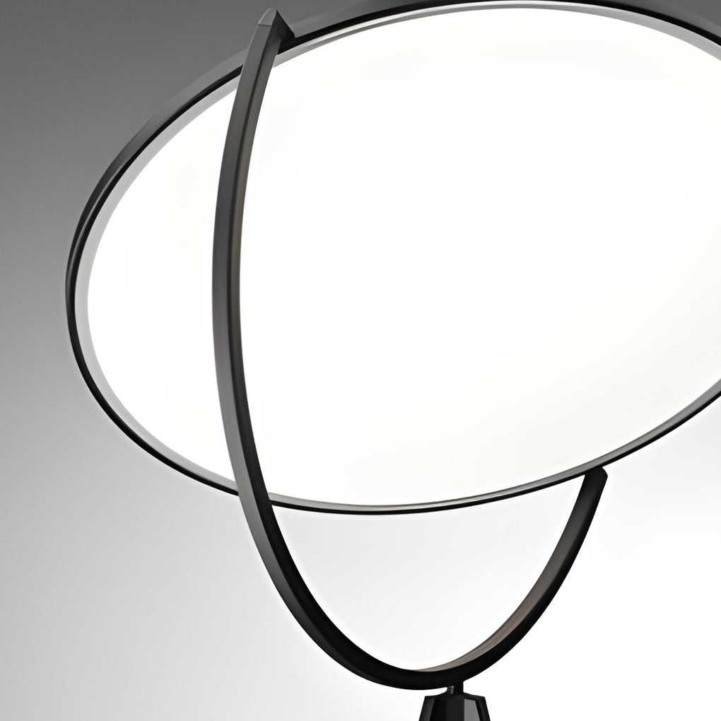 Modern Rotating Tripod Floor Lamp with LED Acrylic Disc - Black