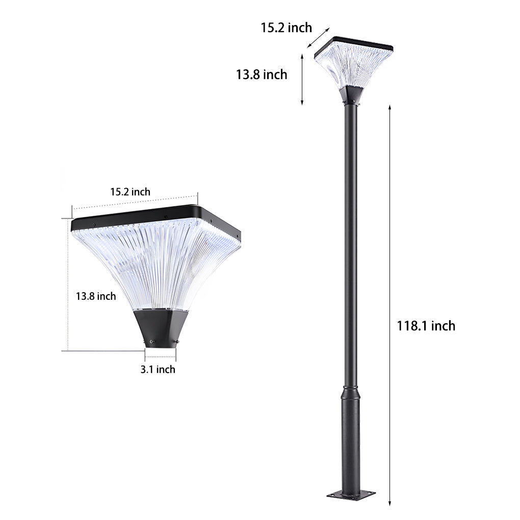 Modern Solar Garden Lamp Post with Remote Control - Waterproof