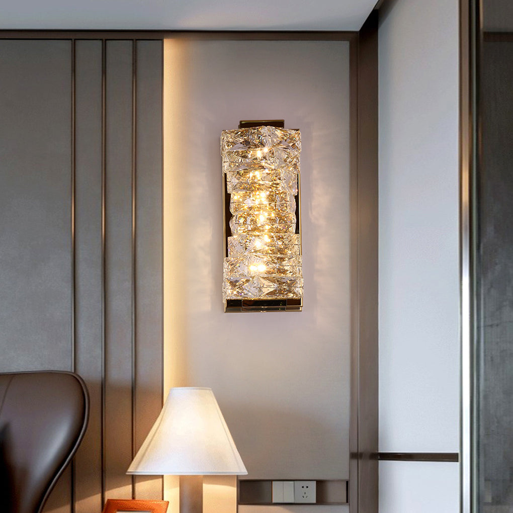 Crystal LED Wall Sconce with 3-Step Dimming - Modern Wall Light
