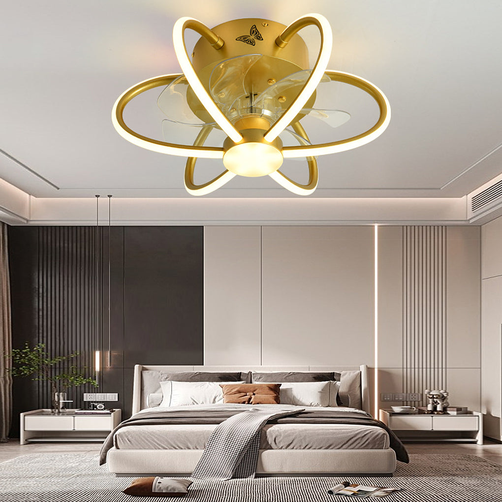 Floral Bladeless Ceiling Fan Light with Dimmable LED