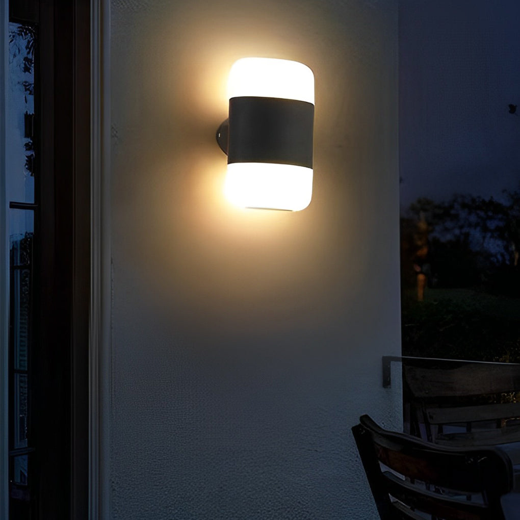 Modern Black Aluminum Outdoor Wall Lamp with LED Up Down Light
