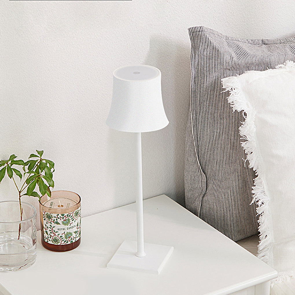 15" Cordless Modern Metal Table Lamp - Black/White Rechargeable
