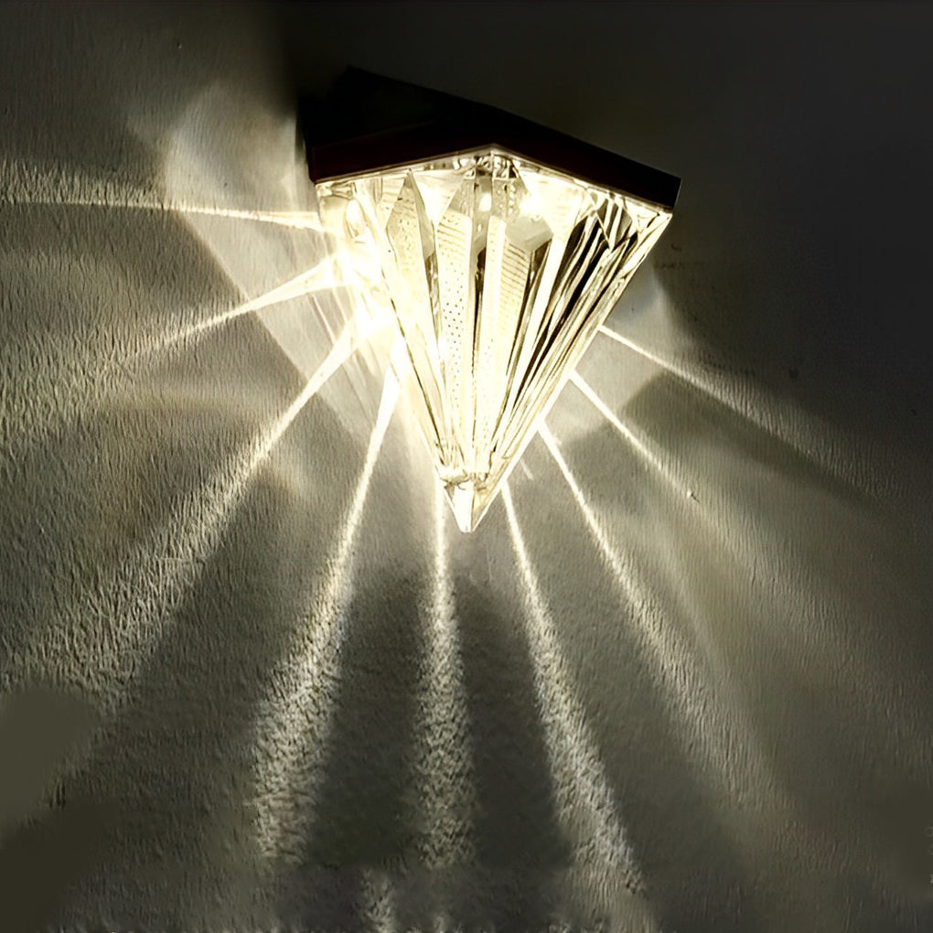 Geometric Solar LED Outdoor Wall Light – Modern Waterproof Black
