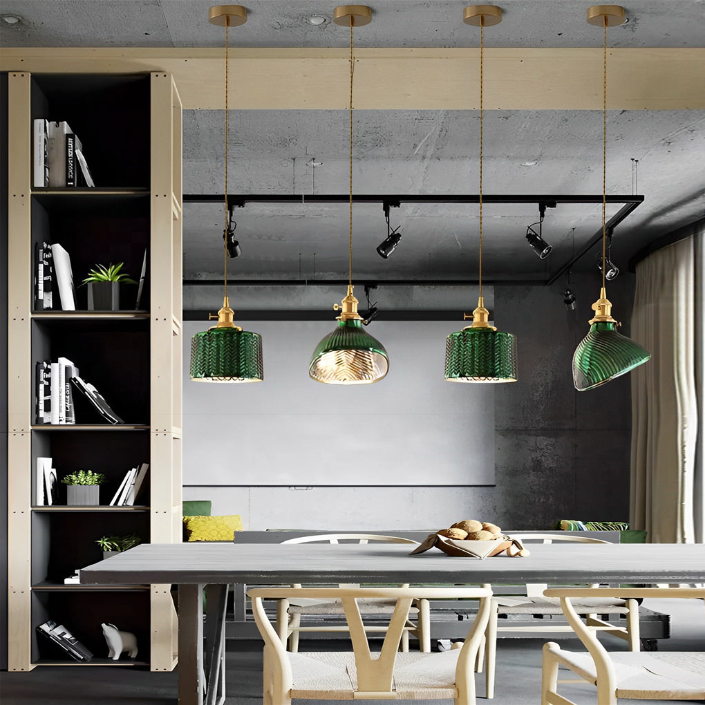 Green Glass Pendant Light with Copper Fittings – Nordic Retro