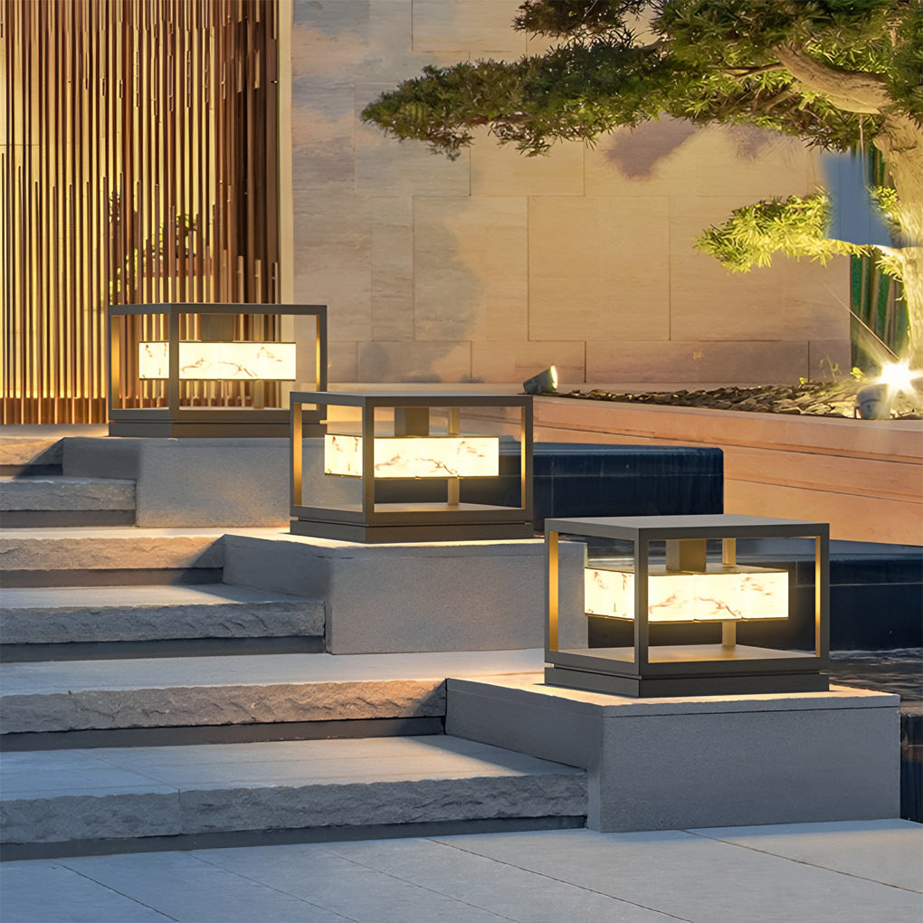 Square Solar LED Outdoor Post Cap Light - Waterproof Deck Pillar