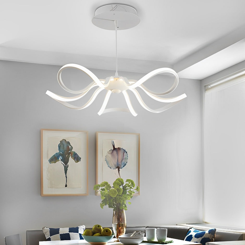 Modern Flower Petal LED Chandelier with Stepless Dimming - White