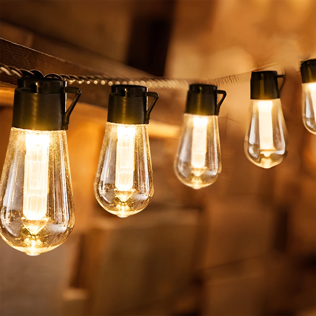 40-Light Retro Solar String Lights with USB Rechargeable Option