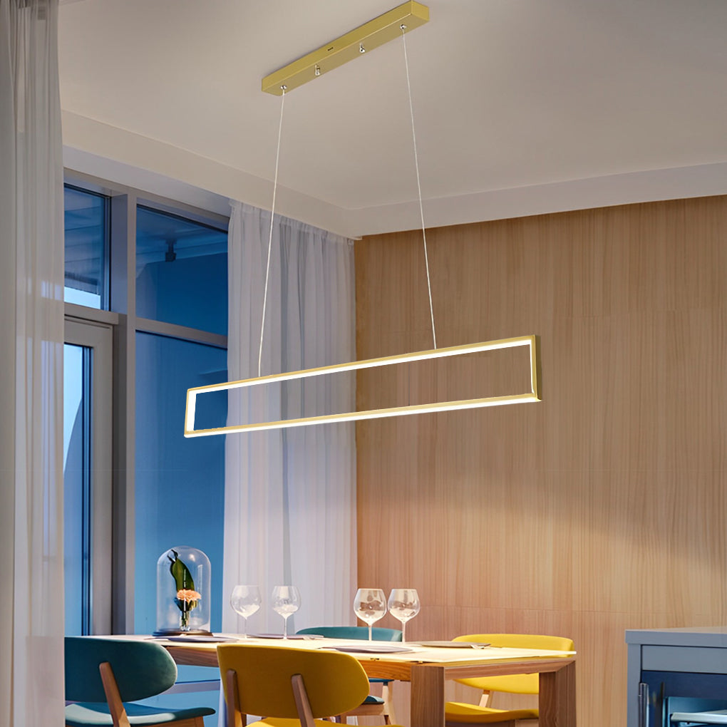 Rectangular Frame LED Modern Pendant Chandelier 47" Aluminum
