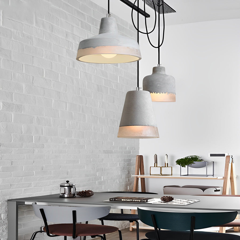Industrial Cement Pendant Light – Modern Minimalist Chandelier