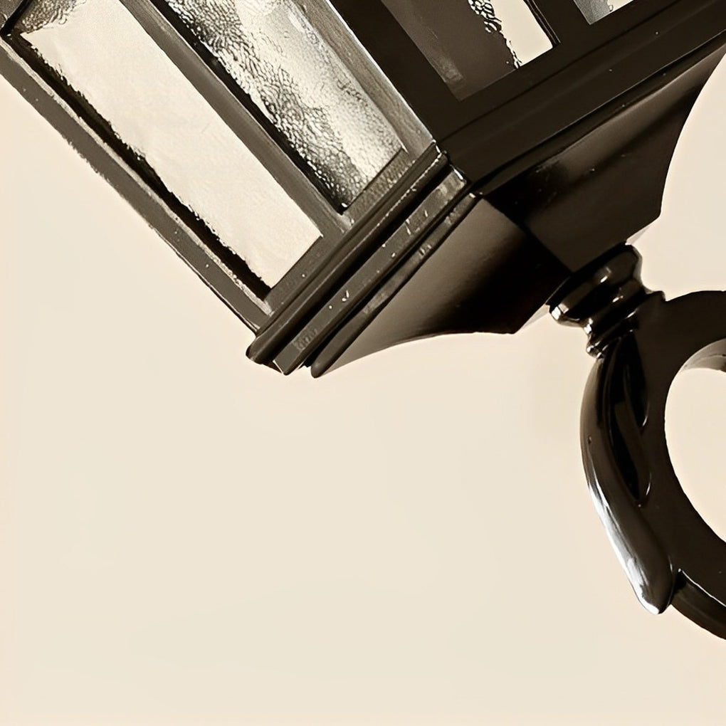 Industrial Glass Outdoor Wall Lamp - Waterproof Black Aluminum