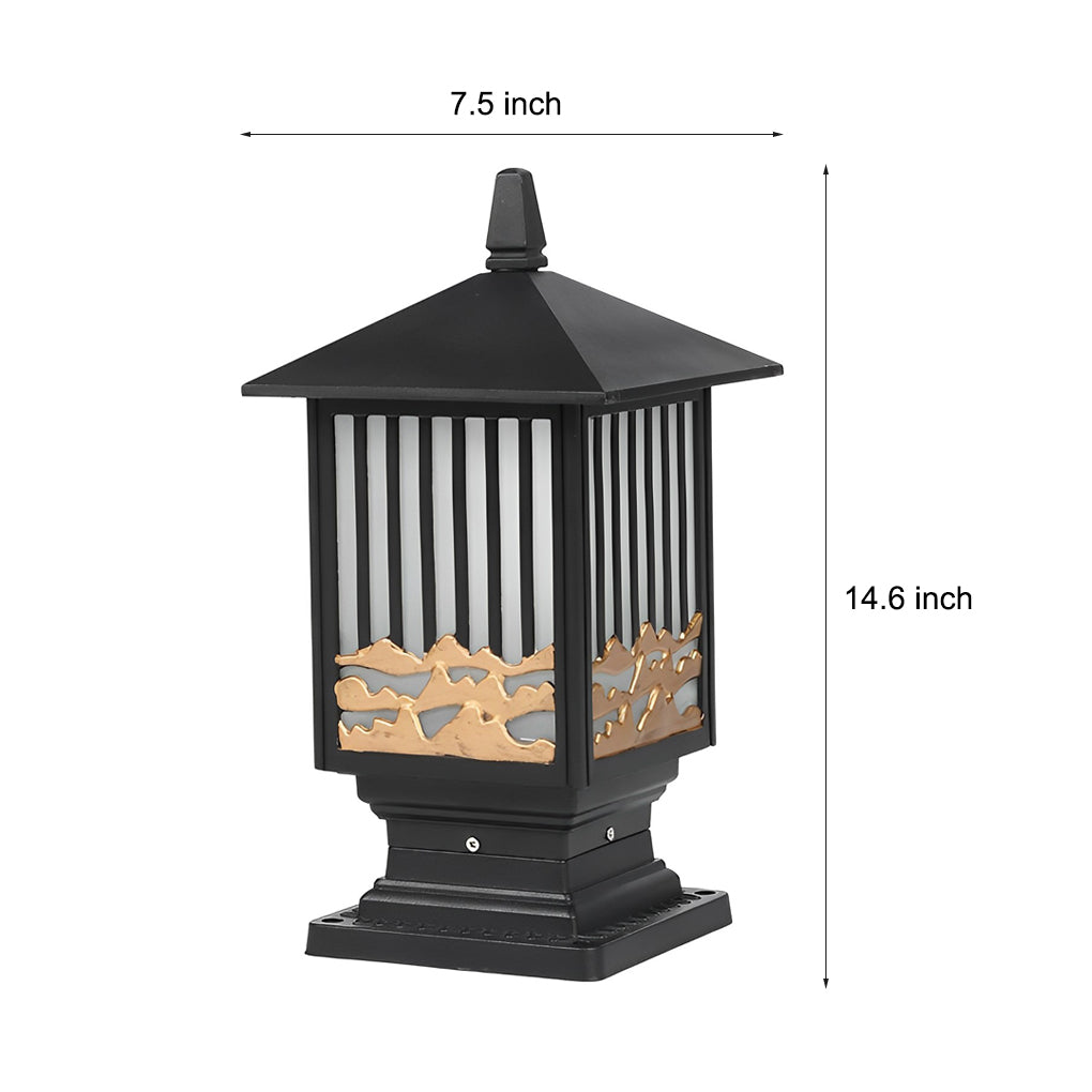 Modern Solar Fence Post Light with Die-Cast Aluminum & Glass Shade