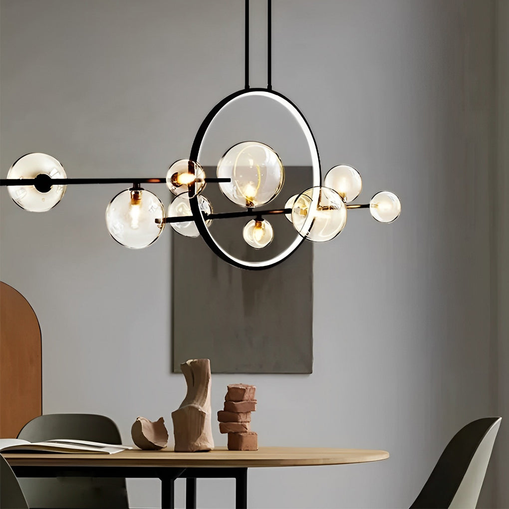 Modern Glass Bubble Chandelier with G9 LED – Black Finish