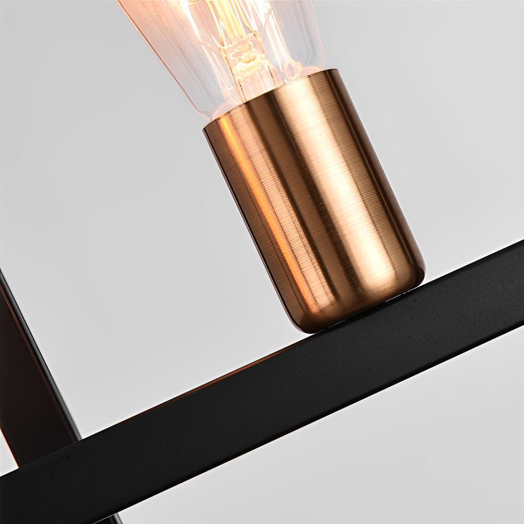 Rectangular Frame Industrial Chandelier – Black Iron Pendant Light