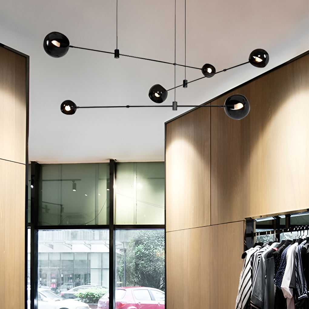 Geometric Linear Black Iron Chandelier Modern Pendant Light