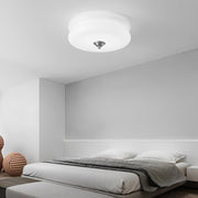 Modern Glass Drum LED Flush Mount Ceiling Light - Three Step Dimming