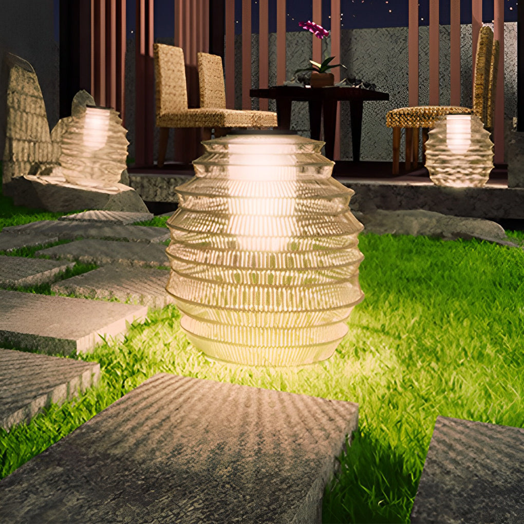 Handwoven Rattan Solar Outdoor Lantern with LED Light
