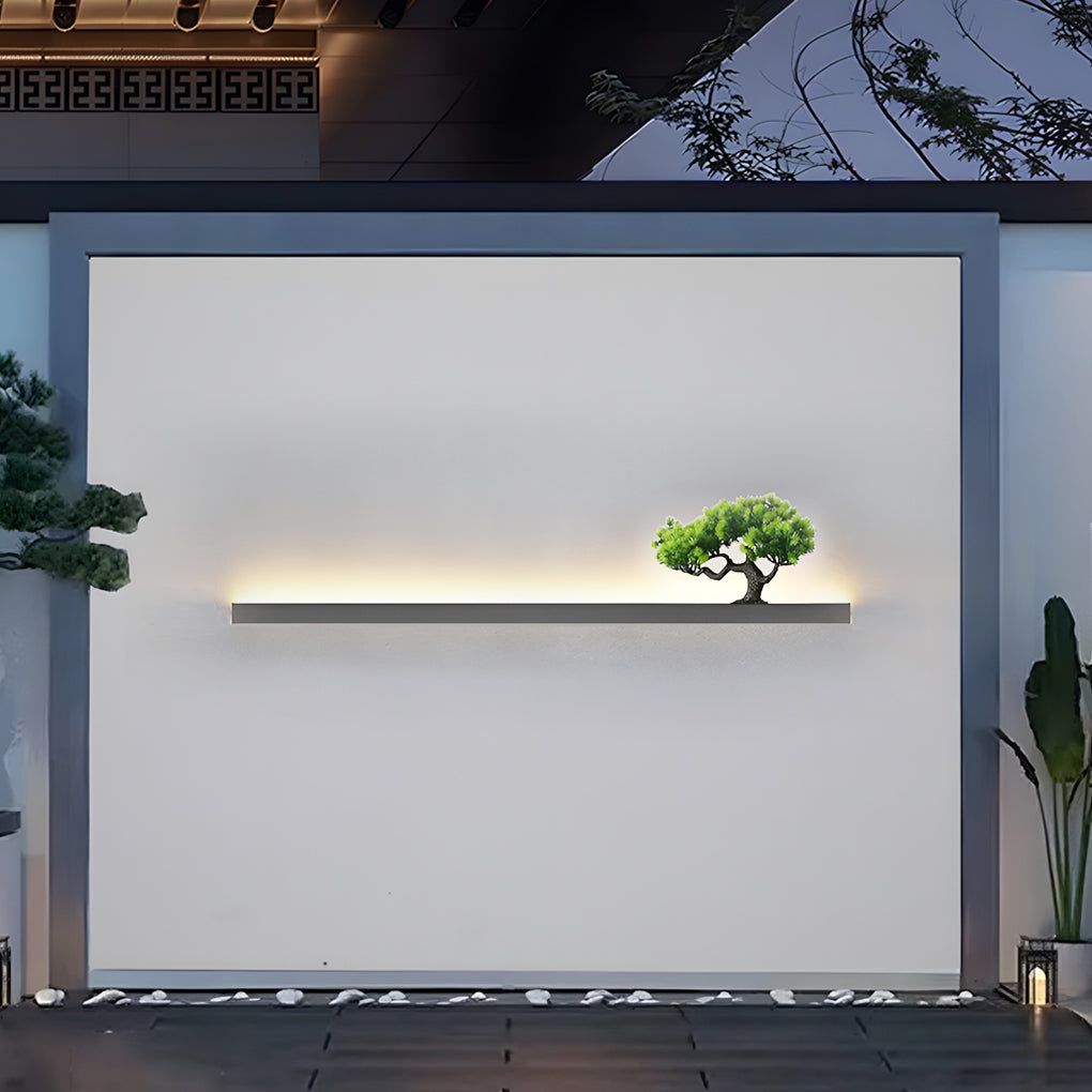 Waterproof Strip Outdoor Wall Light with Botanical Accent