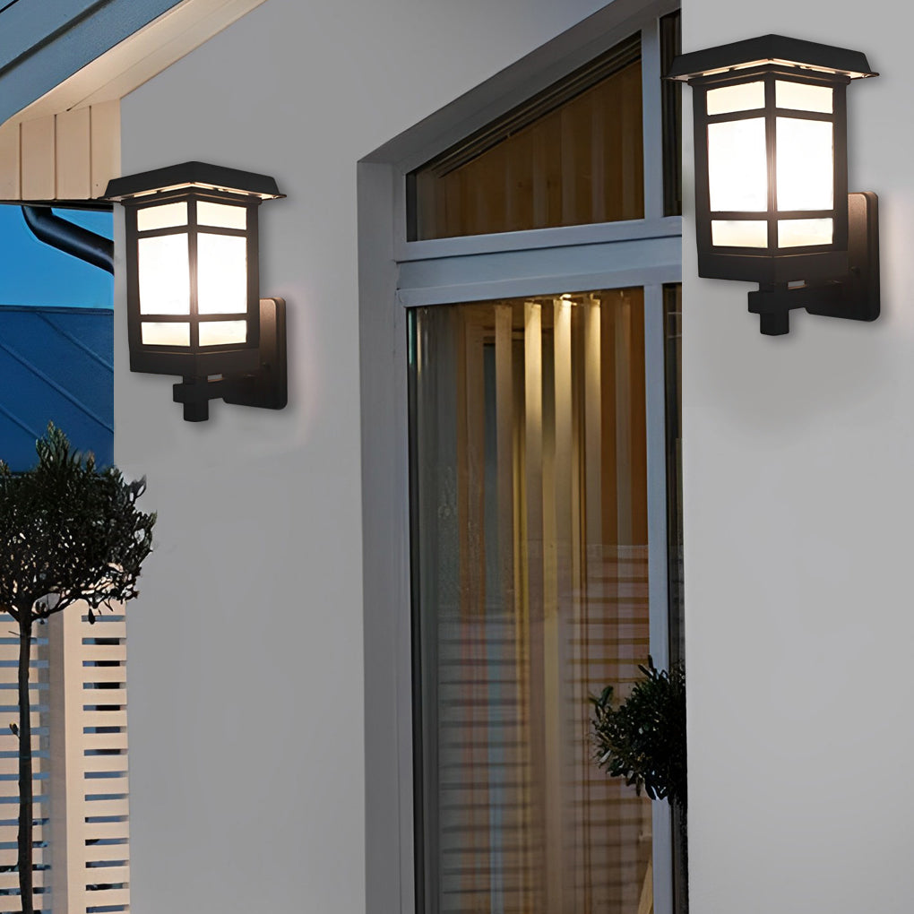 Modern Matte Black Outdoor Wall Lamp with Frosted Glass Shade