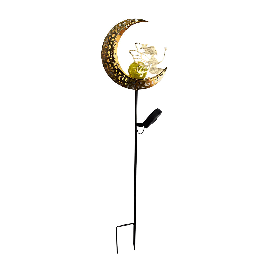 Solar Garden Stake Light with Hollow Iron Frame & Glass Globe