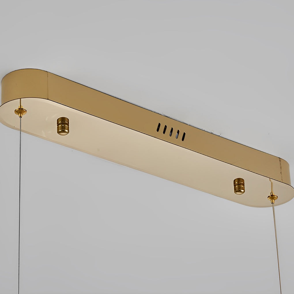 Oval Crystal Chandelier with Stepless Dimming & Gold Finish