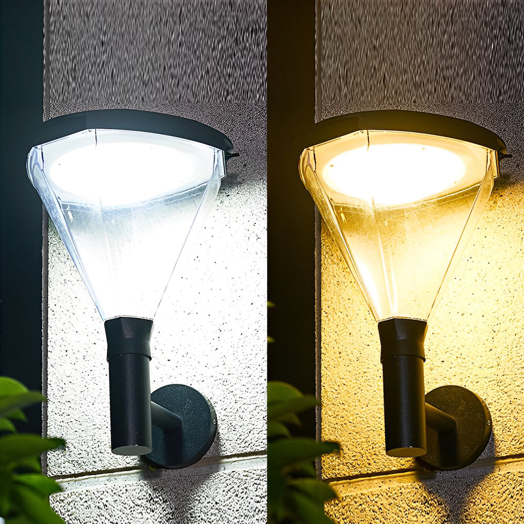 Modern Solar Outdoor Wall Light with Dual Color Temperature - Black
