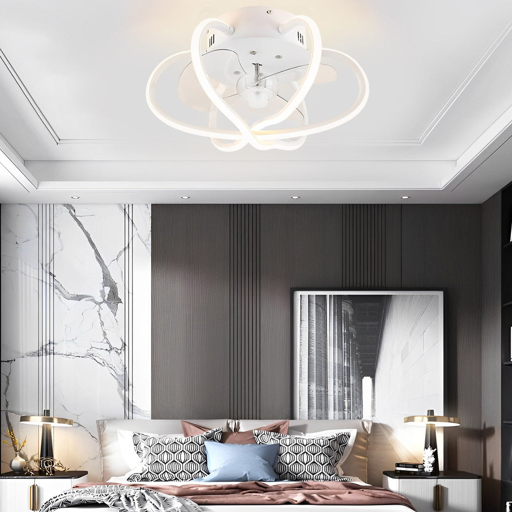 Flower Cage Dimmable Bladeless Ceiling Fan Light with LED