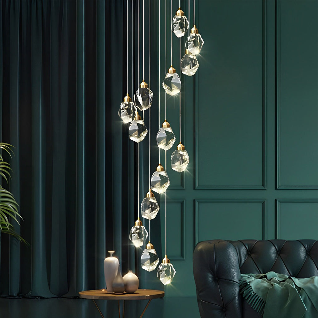 Spiral Crystal Staircase Chandelier Modern Electroplated Gold