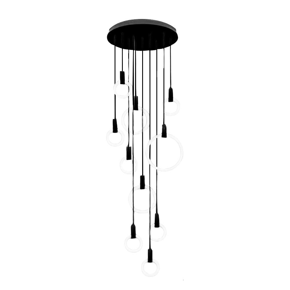 Modern Ring Staircase Chandelier with Stepless Dimming LED