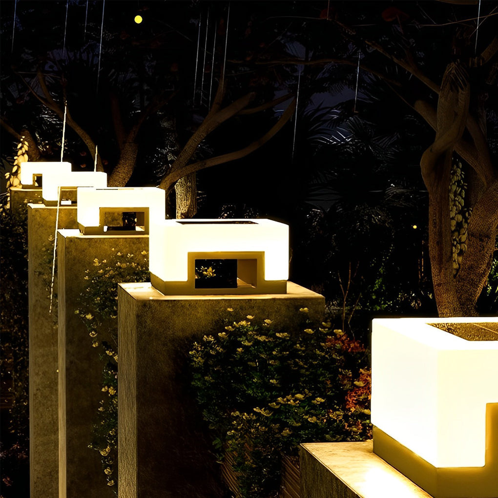 Modern Square Solar Post Cap Light – Stainless Steel & PE