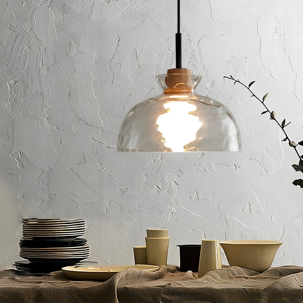 Modern Glass Wood Pendant Light | Japanese Minimalist Design