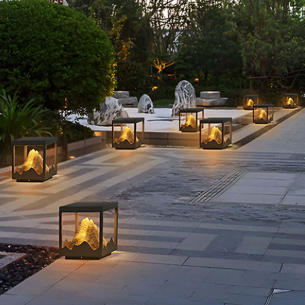 Solar Outdoor Mountain Landscape Post Light Waterproof LED Column