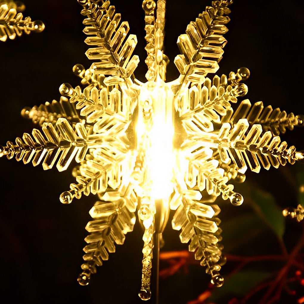Solar Snowflake Lawn Lights Set - Acrylic Outdoor Garden Decor