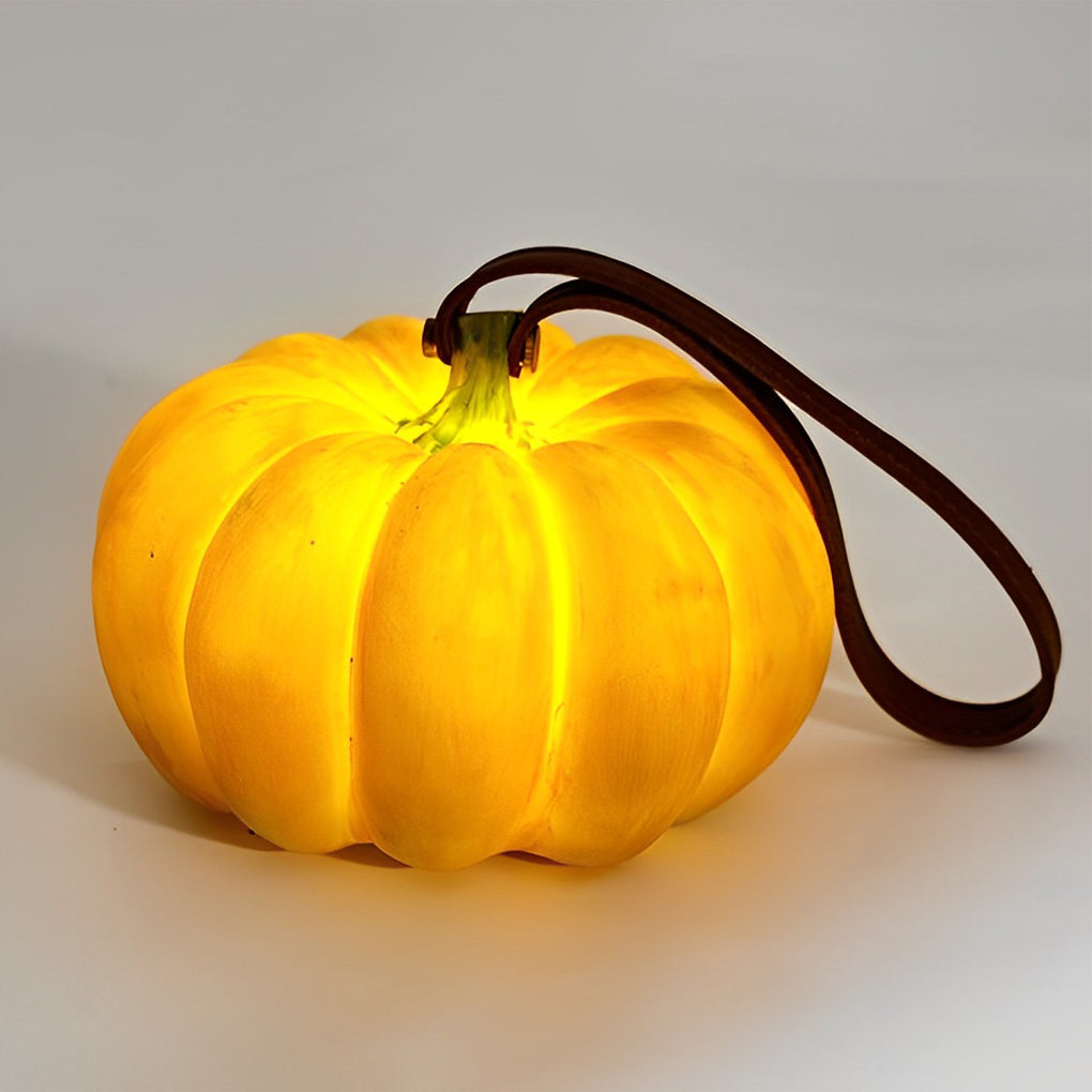 Modern Pumpkin LED Outdoor Lantern with USB Charging & Handle
