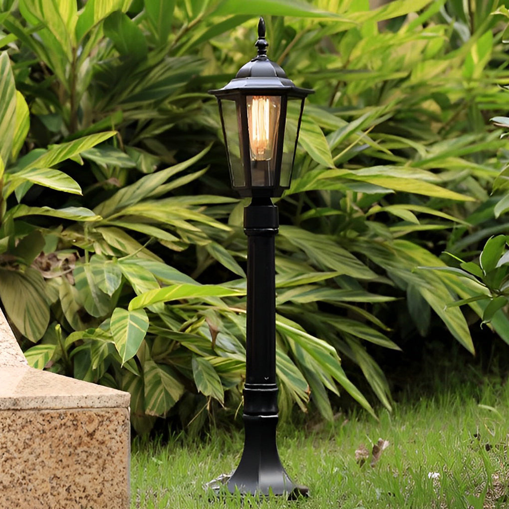 Traditional Black Aluminum Post Path Light E27 Waterproof 31 Inch