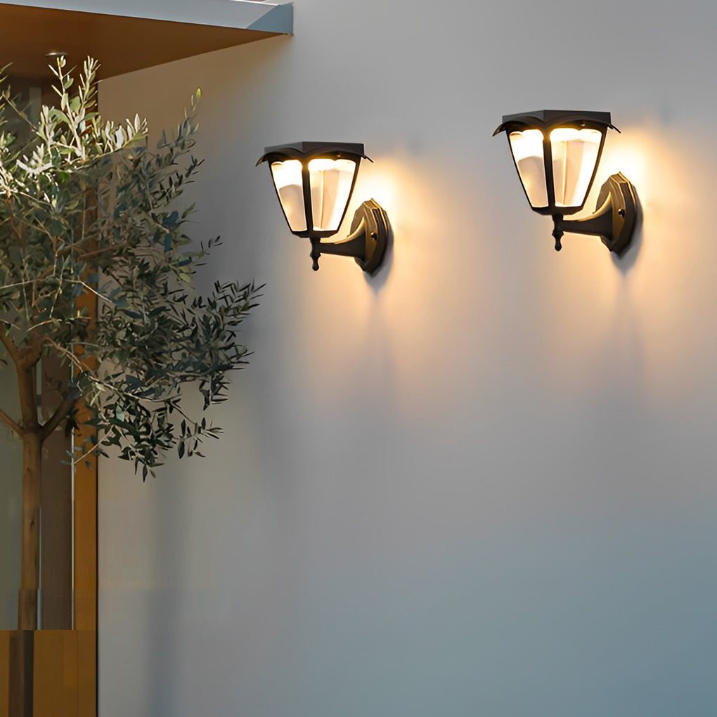 Solar Powered LED Outdoor Wall Light - Modern Black Aluminum