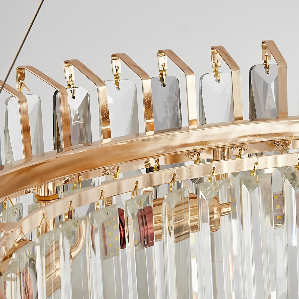 Double Layer Crystal Chandelier – Modern Gold Electroplated Metal