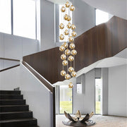 Cognac Glass Globe Modern Staircase Chandelier