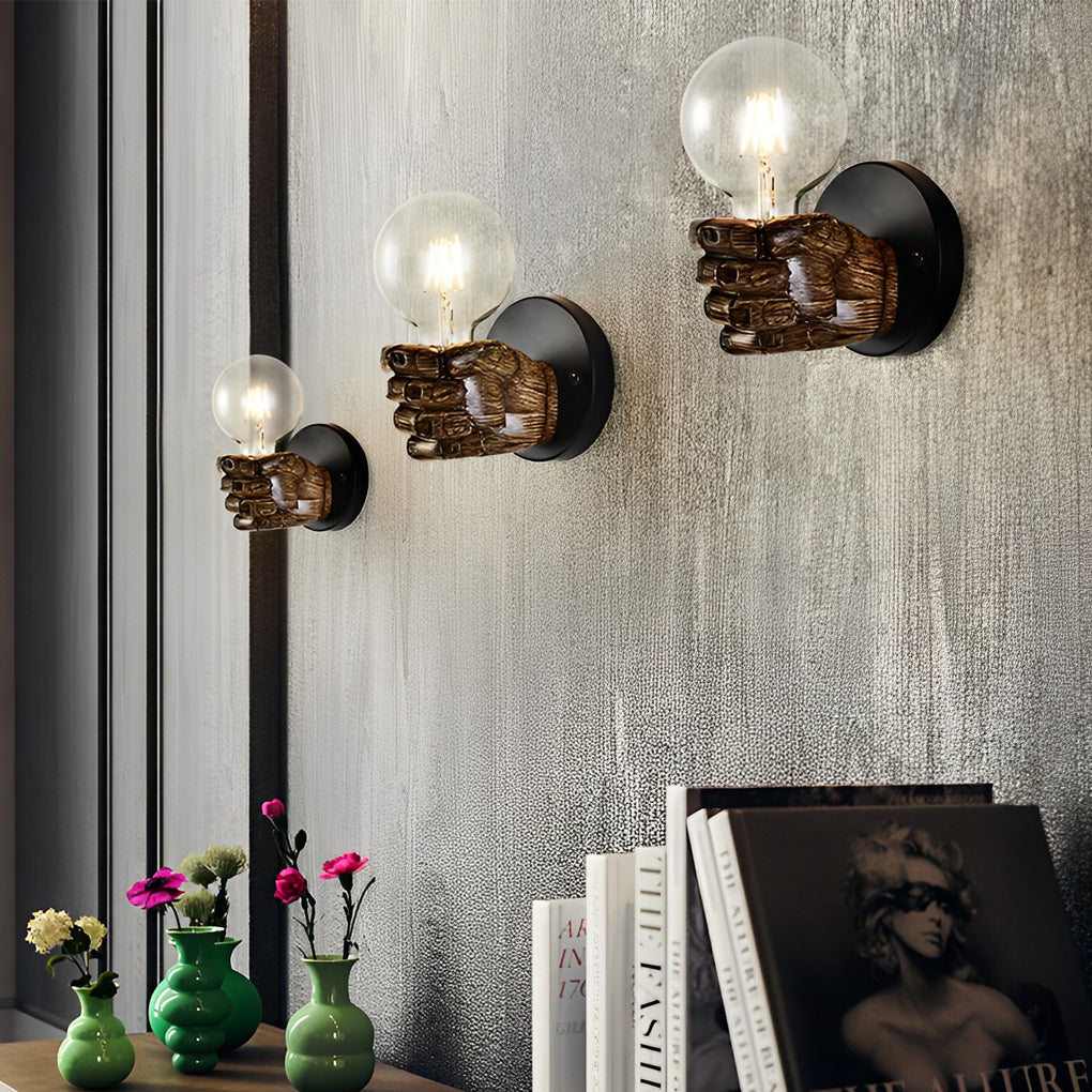 Resin Fist Wall Sconce – Industrial Retro Style Lighting