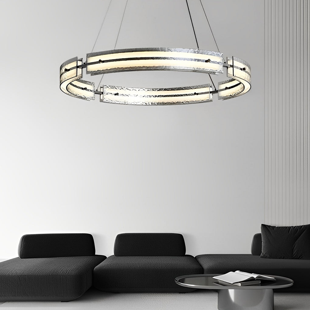 Modern LED Ring Chandelier with Stepless Dimming & Remote Control