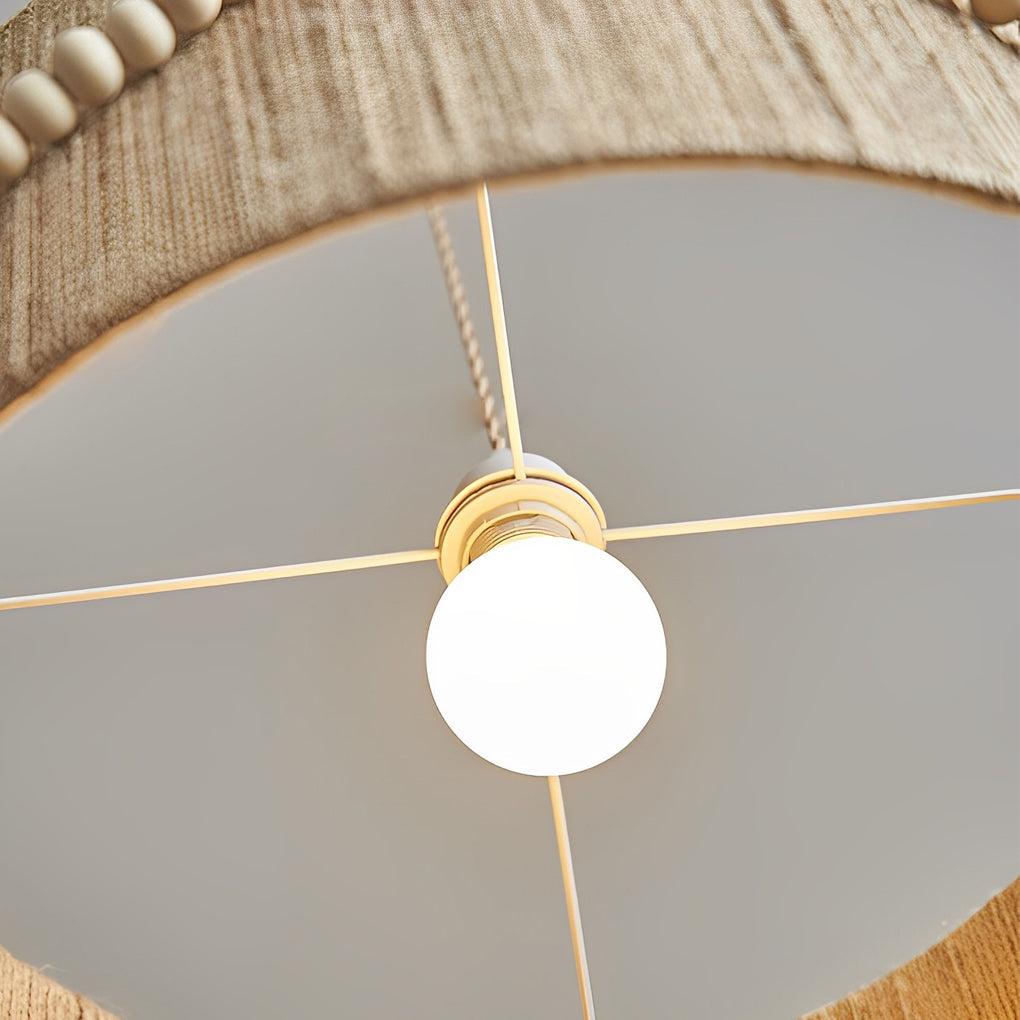 Boho Hemp Rope Pendant Light with Wooden Bead Tassels