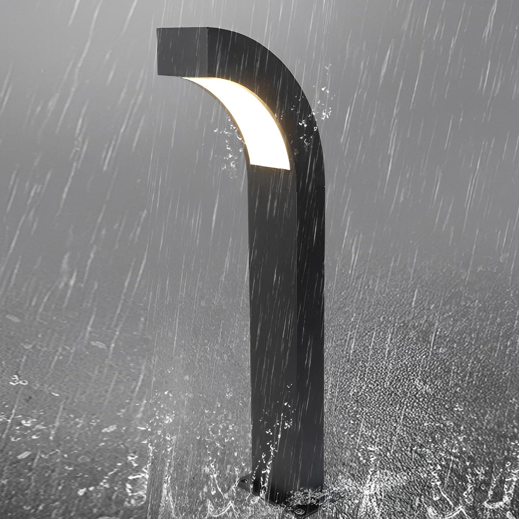 Curved LED Path Light Modern Black Aluminum Outdoor Landscape Lighting